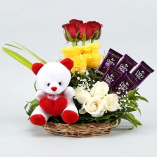 Sweet Harmony Roses & Teddy Choco Combo