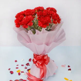 Charming Red Carnation Bouquet