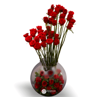Eternal Passion – 30 Red Roses in Glass Bowl