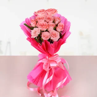 Charming Peach Roses Bouquet