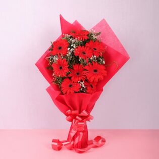 Fiery Red Gerbera Bouquet