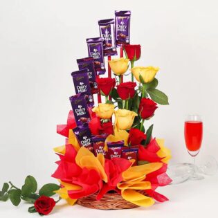 Radiant Roses & Chocolate Delight Basket