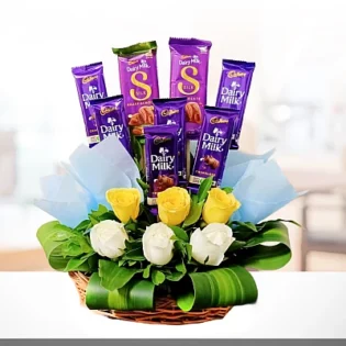 Sweet Surprise Chocolate & Flower Basket