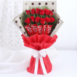 Heartfelt Red Roses & KitKat Treat